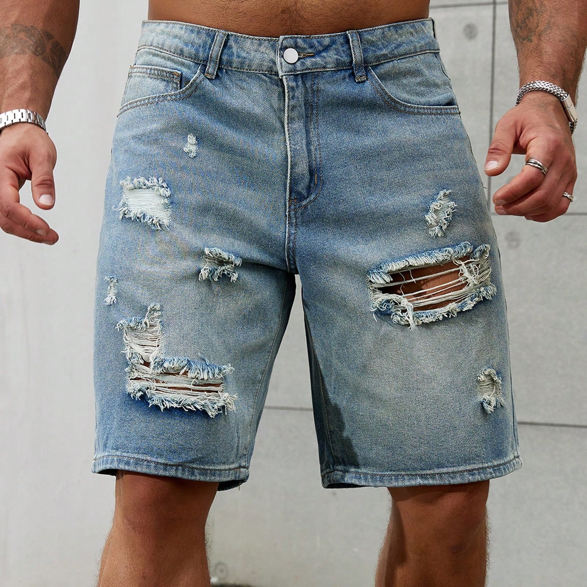 Brand Of Streetwear - New Fashion Mens Ripped Short Jeans