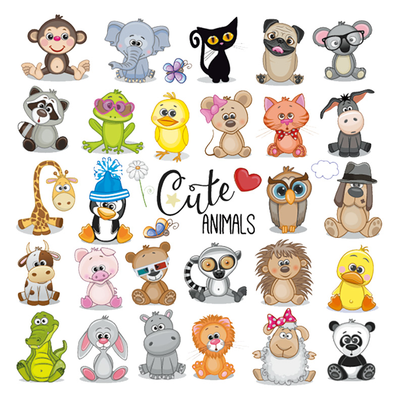 Streetwear Brand Stickers - Animal Patches Cute Animals Set Stickers