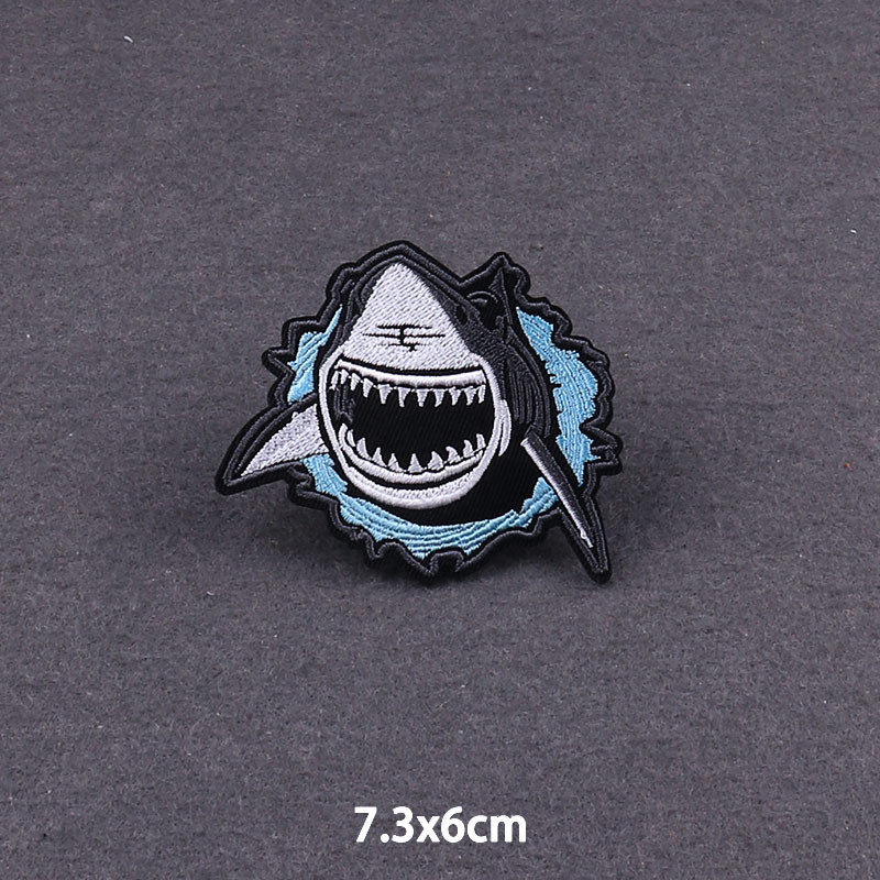 PUNK Animal Shark DIY Fusible  - Streetwear Brand Stickers ulasan dan harga