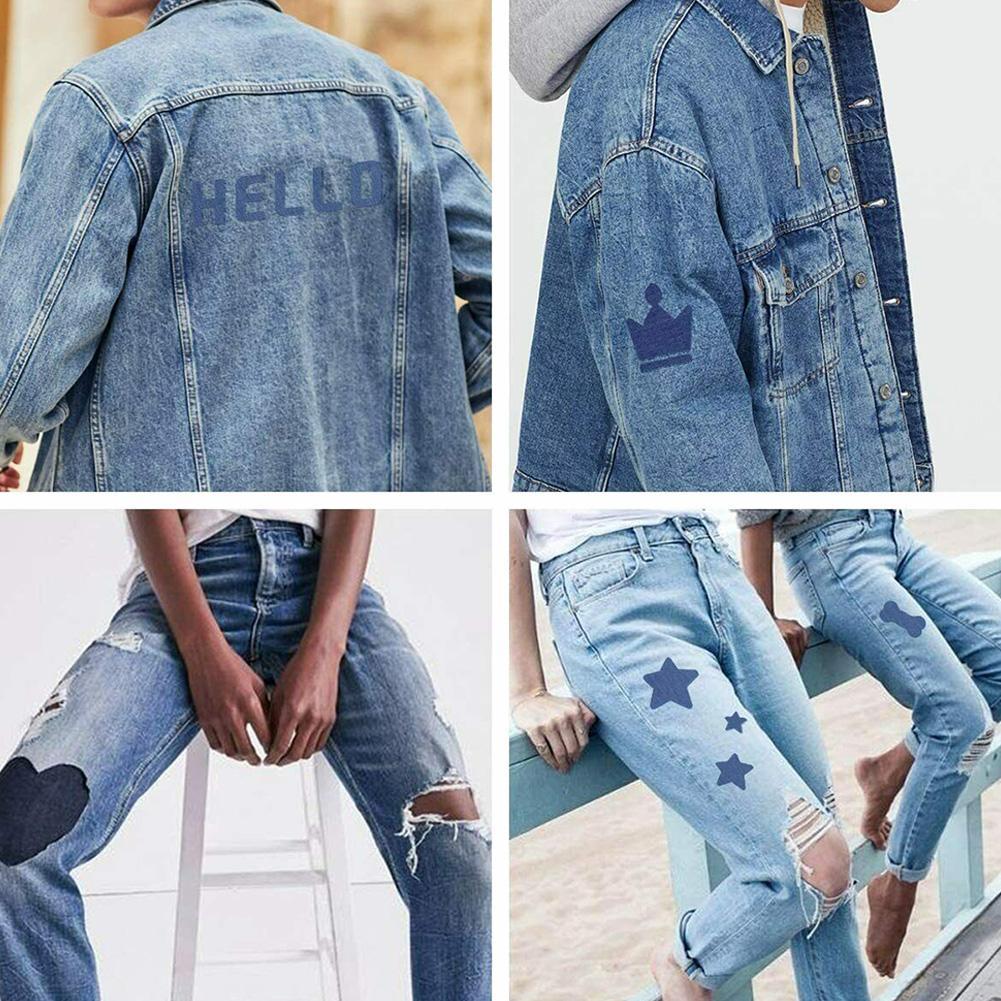 20Pcs Denim Cut Piece Iron On  - Streetwear Brand Stickers ulasan dan harga